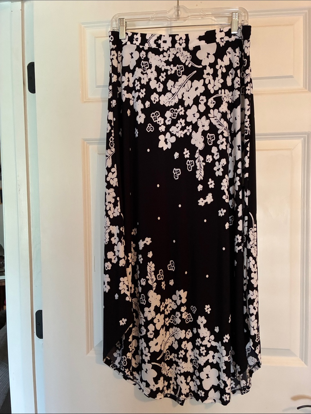 Chico's Black and White Floral Maxi Skirt